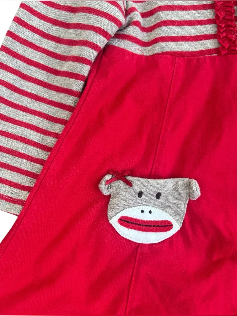 LeTop‎ Sock Monkey Dress Red Stripes 24 Months